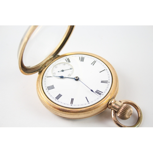 435 - Vintage Waltham Open Face Rolled Gold Pocket Watch Hand-Wind WATCH RUNS