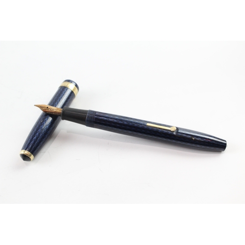 447 - Vintage Conway Stewart 76 Navy Fountain Pen w/ 14ct Gold Nib WRITING