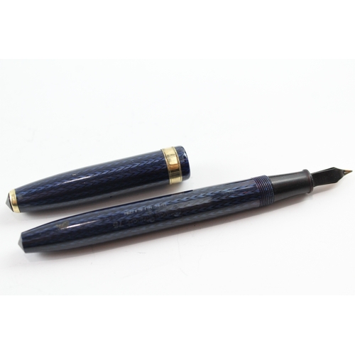 447 - Vintage Conway Stewart 76 Navy Fountain Pen w/ 14ct Gold Nib WRITING