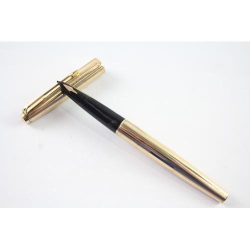 448 - Vintage Parker 61 Gold Plated Fountain Pen 14ct Gold Nib WRITING