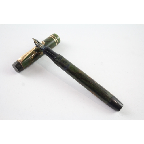 450 - Vintage Parker Duofold Green Fountain Pen w/ 14ct Gold Nib WRITING