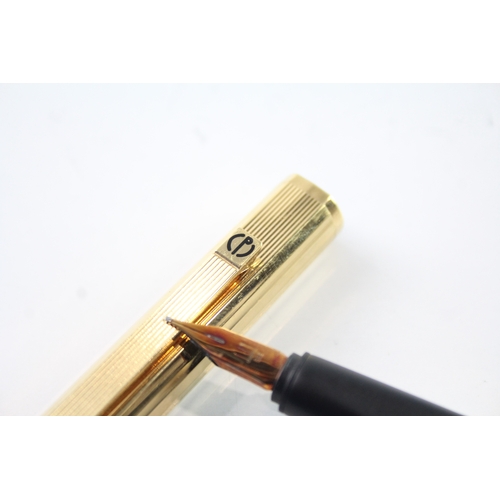 455 - DUNHILL Gold Plated Cased Fountain Pen w/ 14ct Gold Nib WRITING