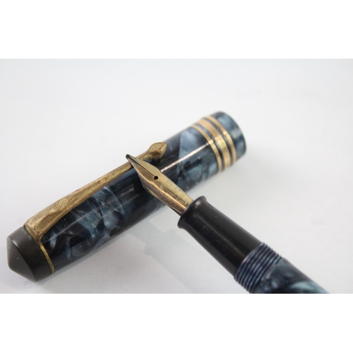 459 - Vintage Conway Stewart 388 Navy Fountain Pen w/ 14ct Gold Nib WRITING