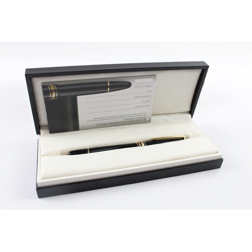 460 - Montblanc Meisterstuck Black Fountain Pen w/ 14ct White Gold Nib WRITING