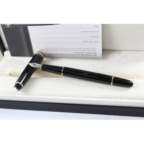 460 - Montblanc Meisterstuck Black Fountain Pen w/ 14ct White Gold Nib WRITING