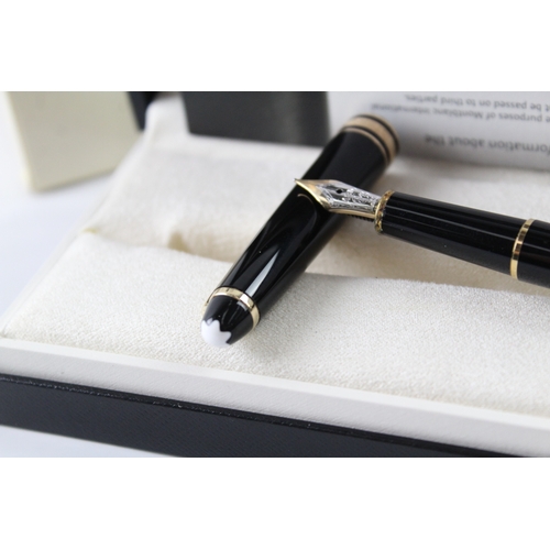 460 - Montblanc Meisterstuck Black Fountain Pen w/ 14ct White Gold Nib WRITING