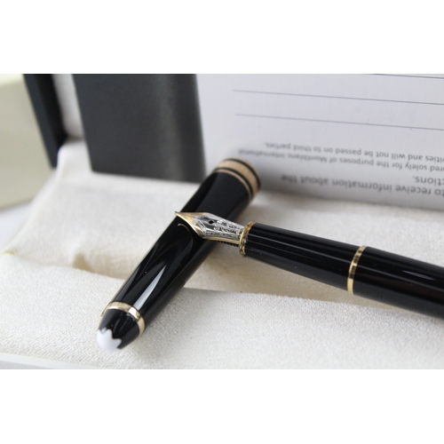 460 - Montblanc Meisterstuck Black Fountain Pen w/ 14ct White Gold Nib WRITING