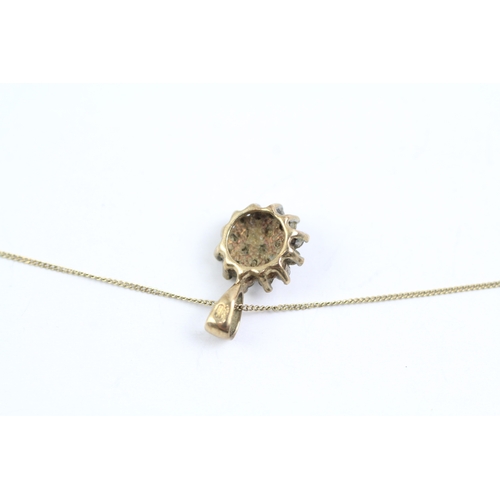 18 - 9ct gold diamond cluster pendant on chain