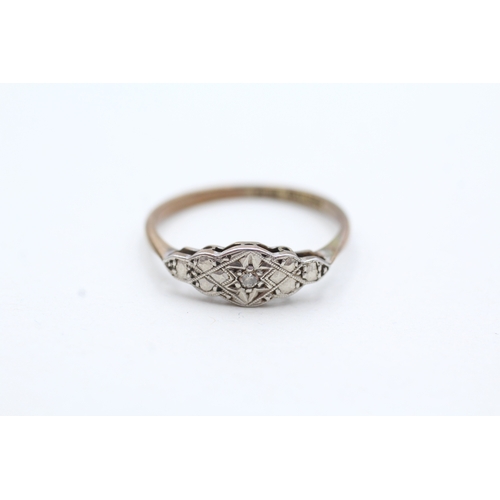 187 - 9ct gold & palladium art deco diamond ring (1.7g) Size O