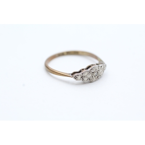 187 - 9ct gold & palladium art deco diamond ring (1.7g) Size O