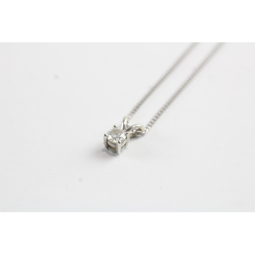 189 - 9ct gold single diamond pendant on chain