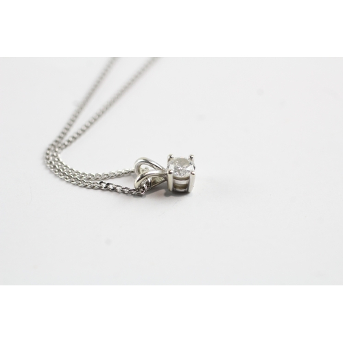 189 - 9ct gold single diamond pendant on chain