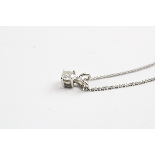 189 - 9ct gold single diamond pendant on chain