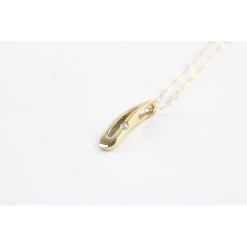 195 - 2x 9ct gold diamond earring & necklace set