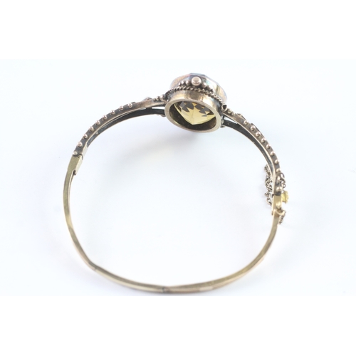198 - 15ct gold citrine and seed pearl ring (21.5g) Size K