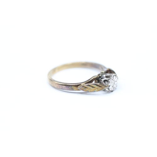 2 - 9ct gold solitaire diamond ring (1.9g) Size J