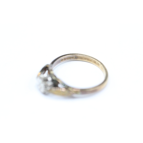 2 - 9ct gold solitaire diamond ring (1.9g) Size J