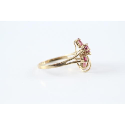 221 - 9ct gold pink gemstone dress ring (3.5g) Size S