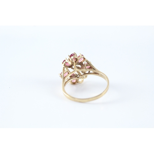 221 - 9ct gold pink gemstone dress ring (3.5g) Size S