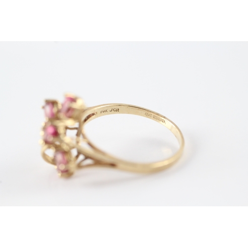 221 - 9ct gold pink gemstone dress ring (3.5g) Size S