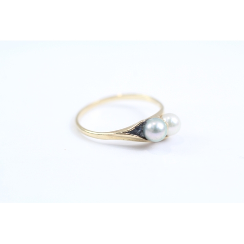 24 - 14ct gold cultured pearl dress ring (1.4g) Size J