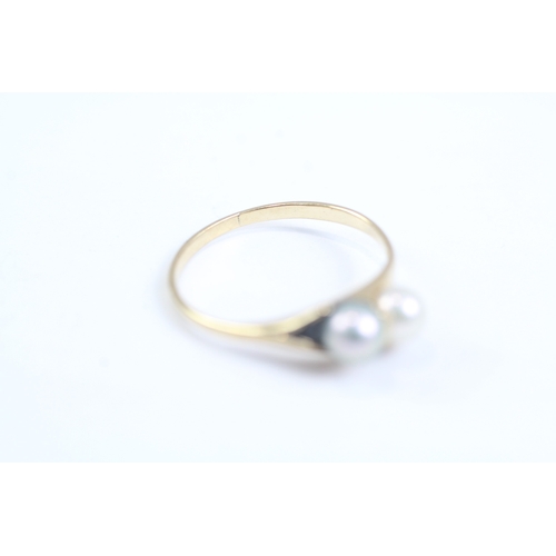 24 - 14ct gold cultured pearl dress ring (1.4g) Size J