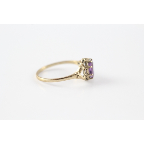 37 - 9ct gold vintage amethyst dress ring (1.3g) Size L 1/2