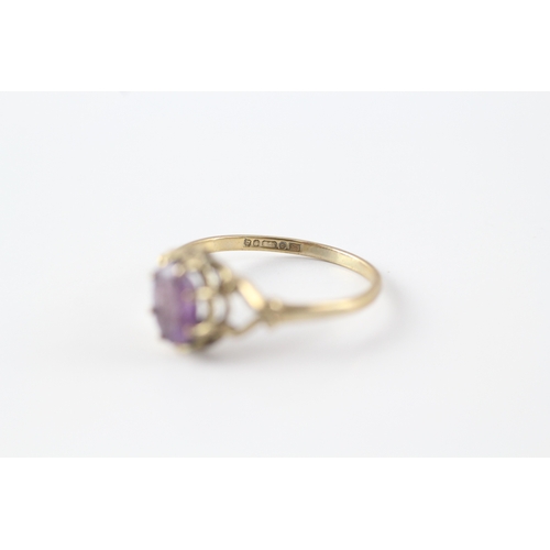 37 - 9ct gold vintage amethyst dress ring (1.3g) Size L 1/2