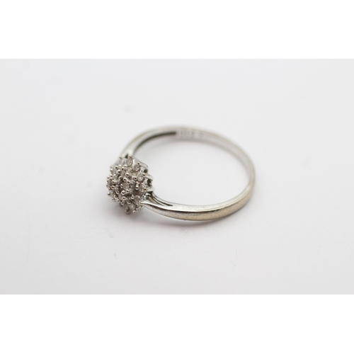 45 - 9ct gold diamond cluster ring (1.5g) Size N