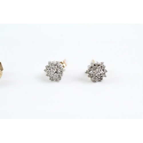 55 - 2x 9ct gold diamond stud earrings