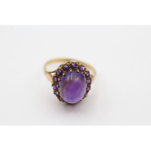 70 - 9ct gold vintage cabochon cut amethyst dress ring (4.3g) Size Q