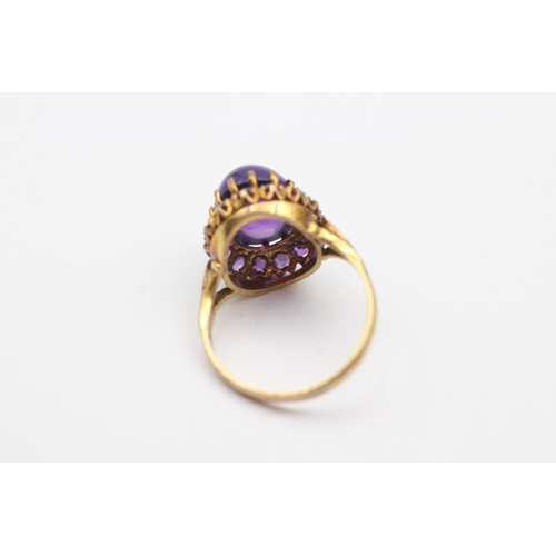 70 - 9ct gold vintage cabochon cut amethyst dress ring (4.3g) Size Q