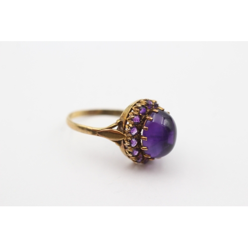 70 - 9ct gold vintage cabochon cut amethyst dress ring (4.3g) Size Q