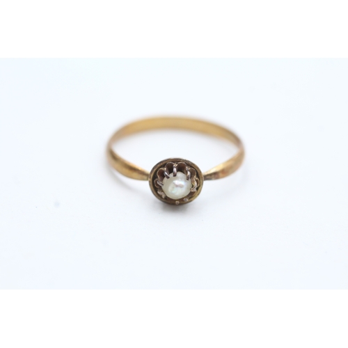 78 - 15ct gold antique pearl dress ring (2g) Size O