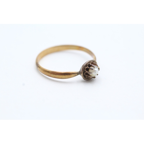 78 - 15ct gold antique pearl dress ring (2g) Size O