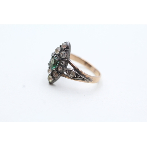 94 - 9ct gold & silver antique vari-hue paste dress ring (3.1g) Size K