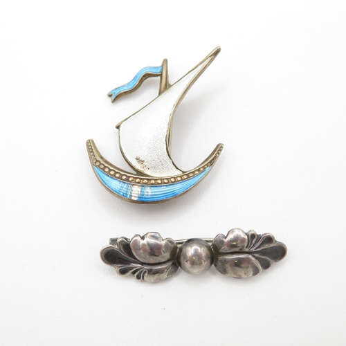 261 - 2 x Silver Scandi Brooches