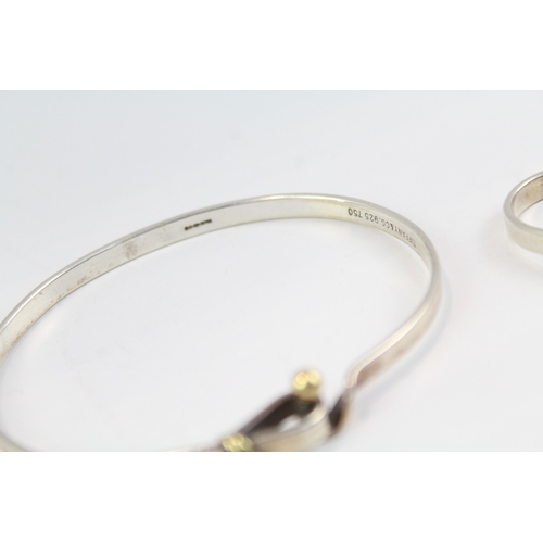 253 - Tiffany & Co Sterling Silver & 18ct Gold Jewellery Set inc. Bangle, Ring 16g