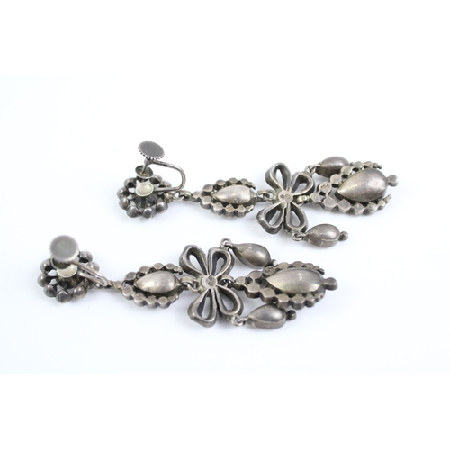 257 - Pair of Silver 19th Century Paste Girandole Earrings w/ Replacement Back 26g