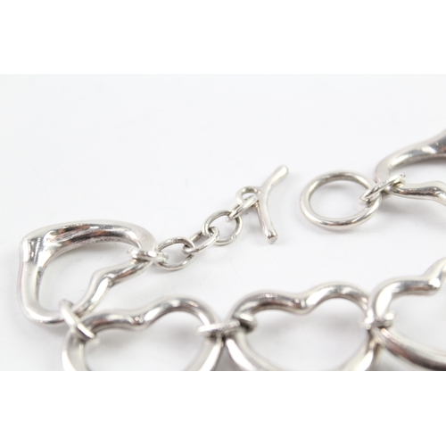 259 - Tiffany & Co Sterling Silver Open Heart Bracelet by Elsa Peretti 58g