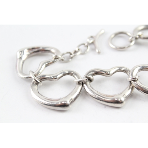 259 - Tiffany & Co Sterling Silver Open Heart Bracelet by Elsa Peretti 58g