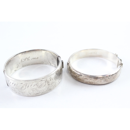 276 - Collection of Sterling Silver Bangles inc. Mid Century, Etched x 2 79g