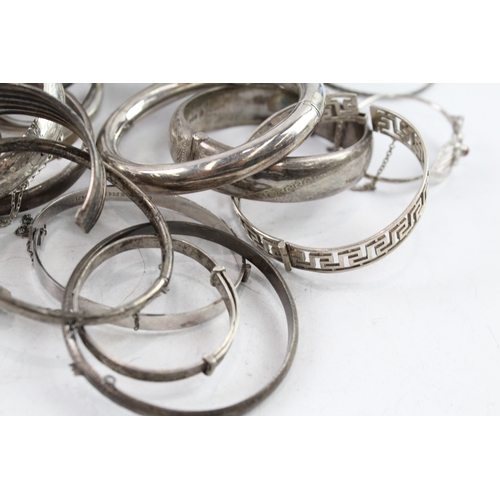 282 - Assortment of Sterling Silver Bangles inc. Greek Key, Etched , Vintage 516g