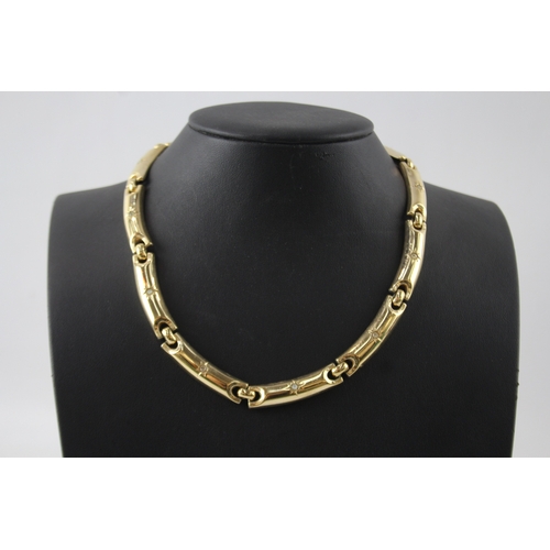 298 - Grosse Gold Tone Panel Collar Necklace 59g