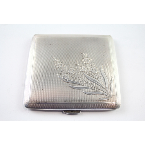 316 - Vintage 1955 Birmingham Sterling Silver Cigarette Case w/ Floral Engraving (84g)