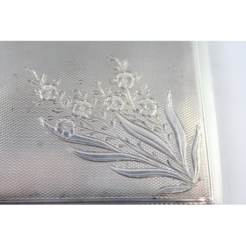 316 - Vintage 1955 Birmingham Sterling Silver Cigarette Case w/ Floral Engraving (84g)