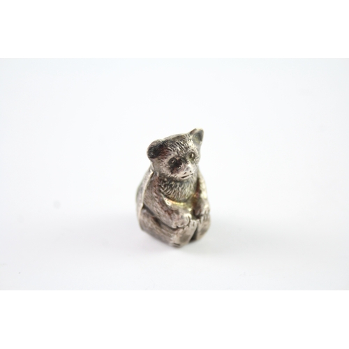 318 - Antique Edwardian 1909 Birmingham Sterling Silver Teddy Bear Pin Cushion (7g)