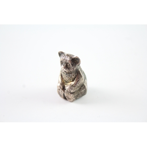 318 - Antique Edwardian 1909 Birmingham Sterling Silver Teddy Bear Pin Cushion (7g)