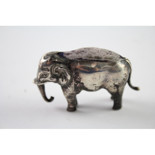 335 - Antique Edwardian 1908 Birmingham Sterling Silver Elephant Pin Cushion (11g)