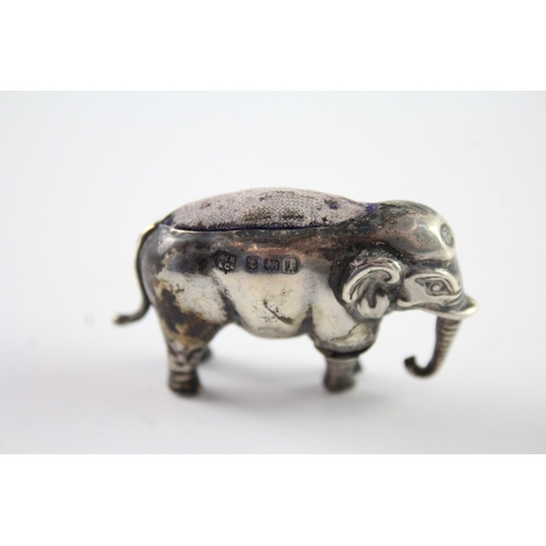 335 - Antique Edwardian 1908 Birmingham Sterling Silver Elephant Pin Cushion (11g)